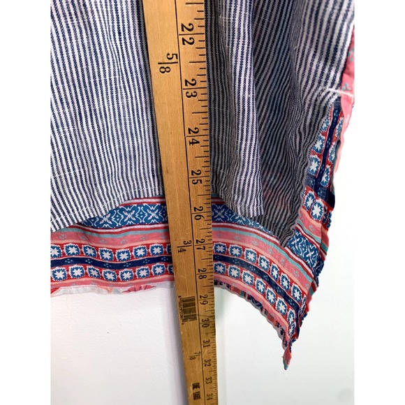 J Jill Linen Blend Mixed Print Short Sleeve Button Front Blouse M - Picture 5 of 6